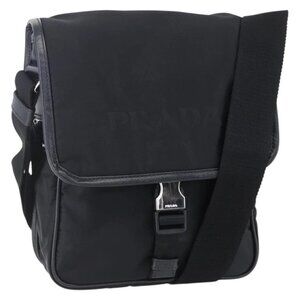 PRADA Shoulder Bag Nylon Black Silver Auth am9570V
